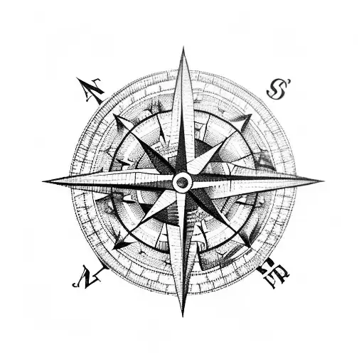 Nautical Compass With D In The Middle