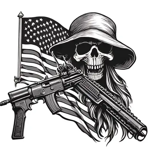 Grim Reaper Us Flag Ar 15 With Liberty