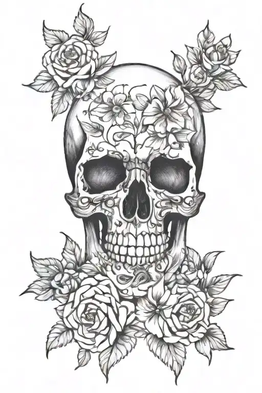 Skull With Flowers
