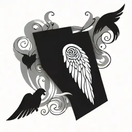 Angel Wings Next To Paw Print Surrounded