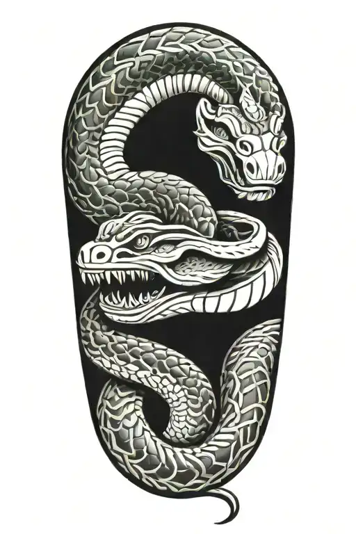Two Cobras Wrapping Around Right Arm Sleeve