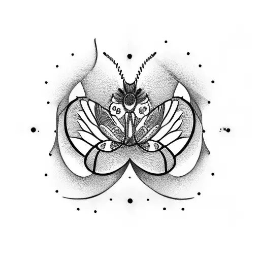 Unalome Symbol With Lotus And A Butterfly