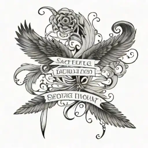 Sacrifice Humility Dedication Written With A Feather Wing For Chest