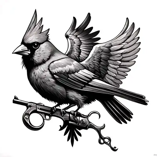 Cardinal Spread Wings With A Gun