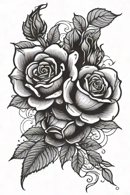 2 Rose Flowers With One Bud Wrapped