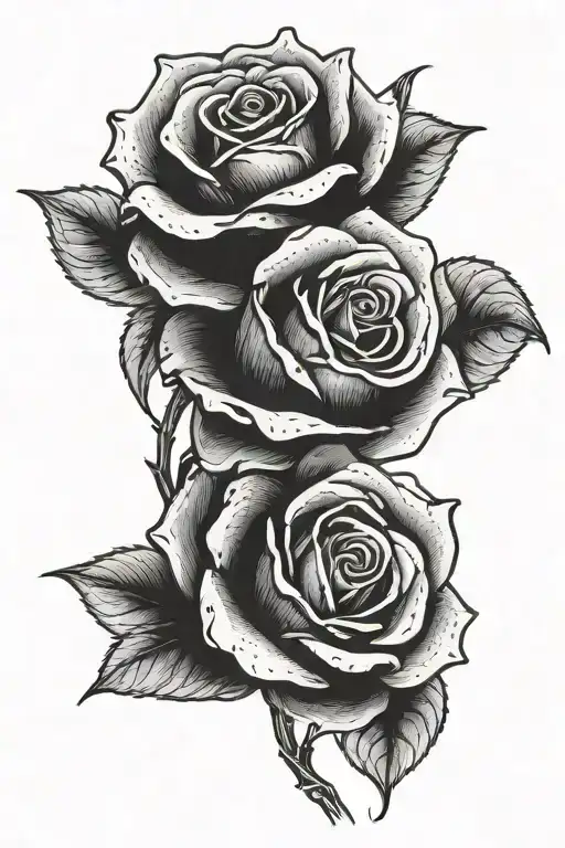 2 Rose Flowers With One Bud Wrapped