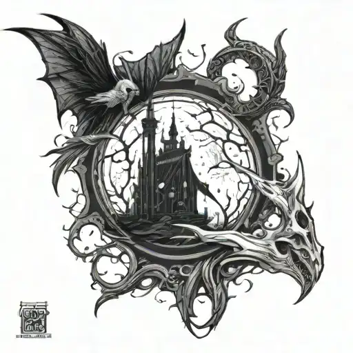 Bloodborne Style Tattoo And Moon Surrounded