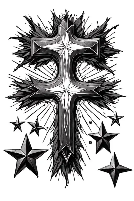Christian Cross With Stars