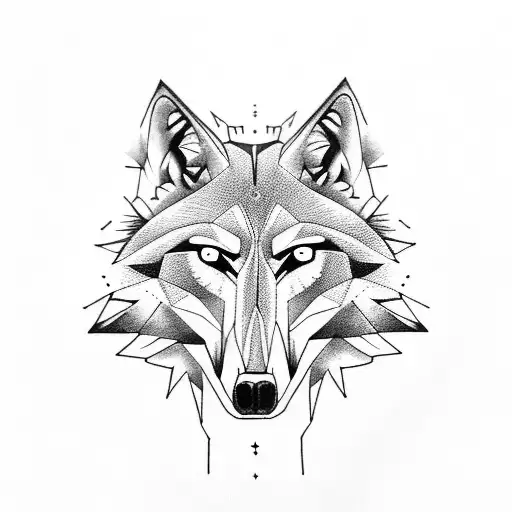 Wolf Skull And Geometric Shapes