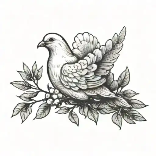 White Dove Holding Olive Branch
