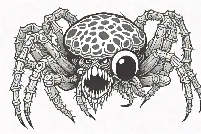 A Spider With Fangs With A Body Shaped Like A Mushroom