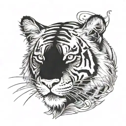 Incorporate A Chevrolet Monte Carlo And A Tiger Into A Tattoo Design