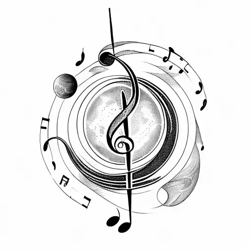 Treble Clef With Music Notes And Moon Phase