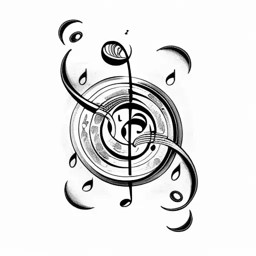 Treble Clef With Music Notes And Moon Phase