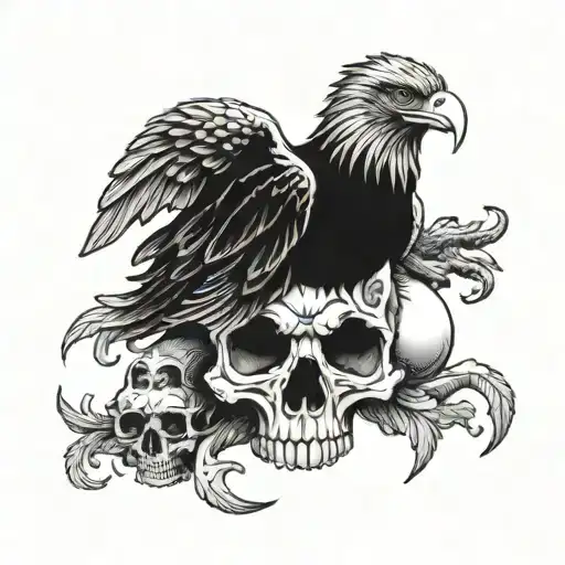 Mexican Eagle On Top Of Skull