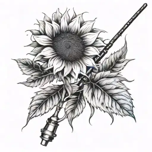 A Fishing Rod Morphing Into A Sunflower Stem