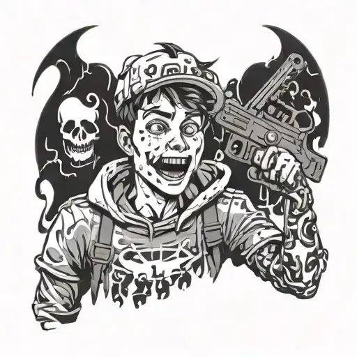 Teenage Boy In Ghost Form Holding A Gun To His Head With A Manic Smile