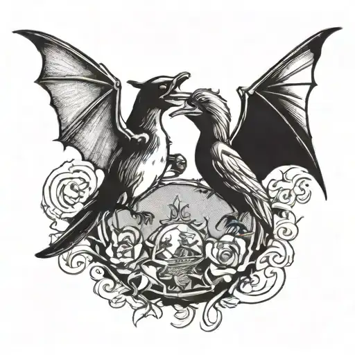 A Bat And Duck Facing Off In A Rap Battle