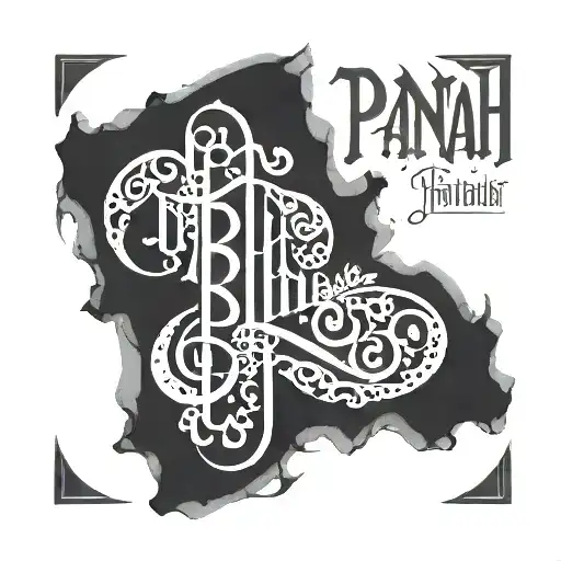 The Combination Of The Names Pendar And Panah With Broken Nastaliq Font In Calligraphy