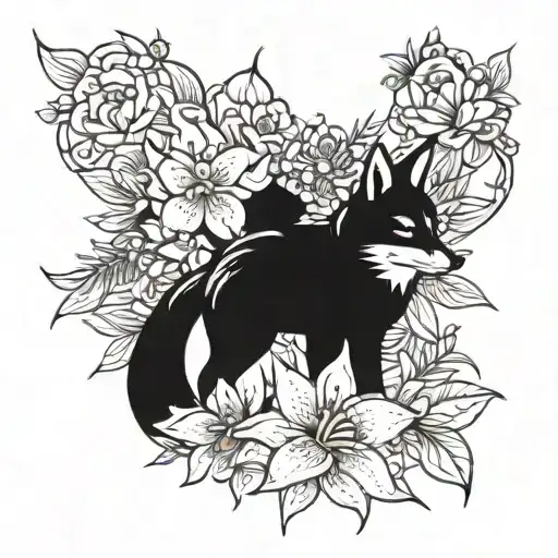 Fox And Lily Flower