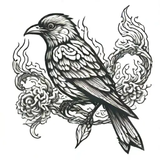 Phoneix Bird With Body On Fire