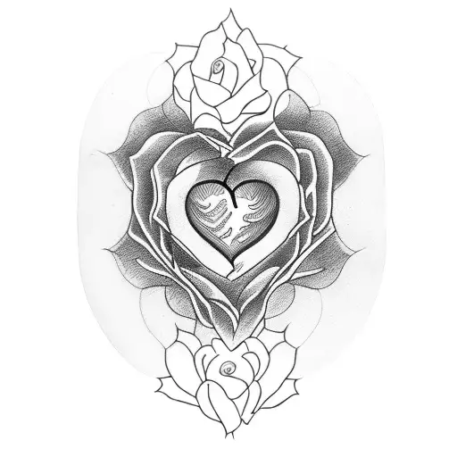 Heart With R Inside & Rose