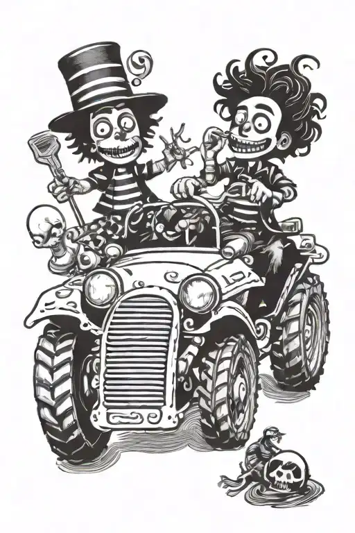 Music Themed Tim Burton Characters Riding Off Road Vehicles