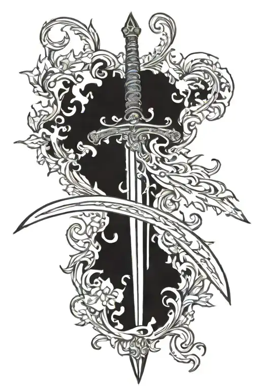 Long Sword With Snow And Fire Details