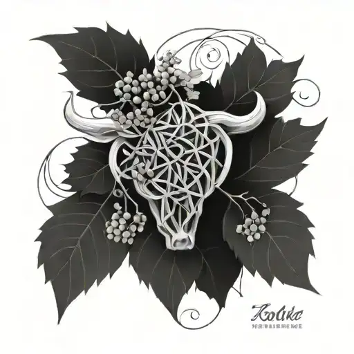 Geometric Bull Grape Vines Binary Code Flowing