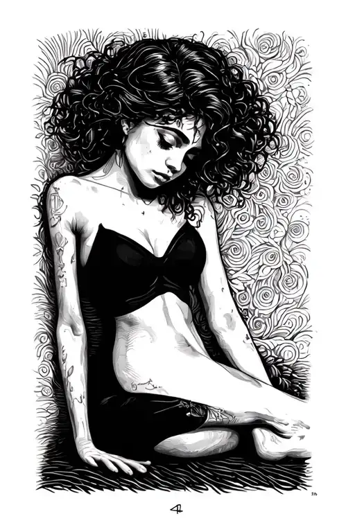 Small Dainty Line Art Of A Women Signifying Body Dysmorphia On Ankle