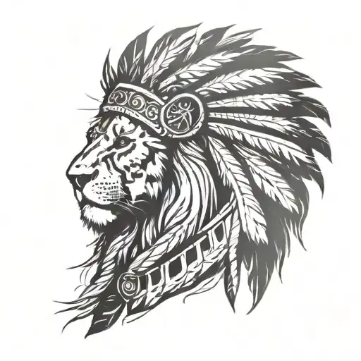 Lion In An Indian Headress