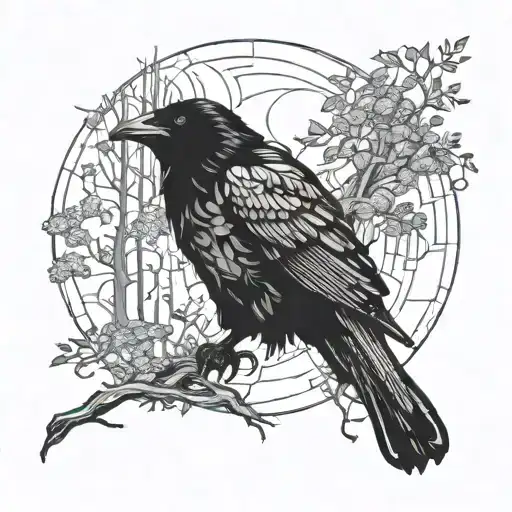 A Mystical Raven Emerging From A Dense Forest