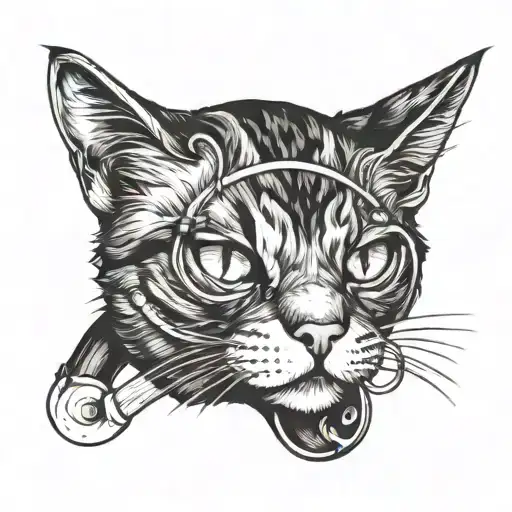 An Aggressive And Angry Cat With A Stethoscope Around Its Neck