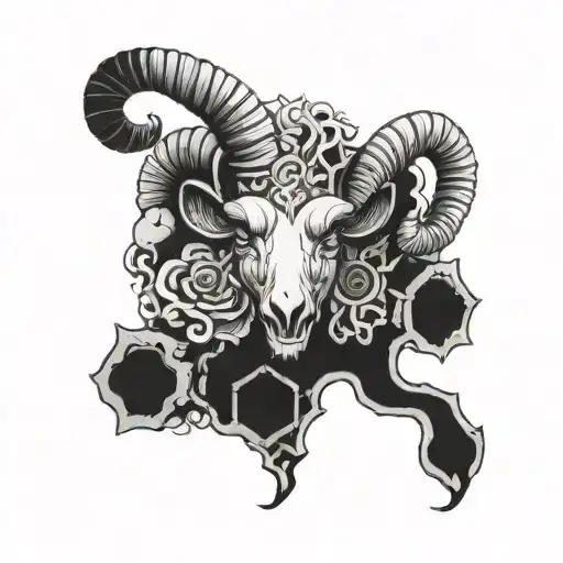 Fire Ram Standing On Skulls