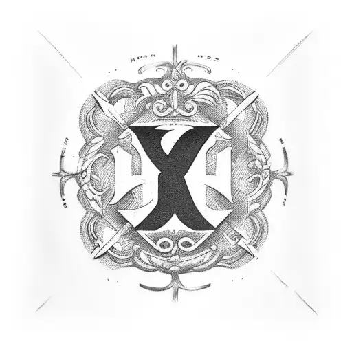 X Armband Tattoo On Forearm With Roman Numeral 5 In Between Each Cross Section