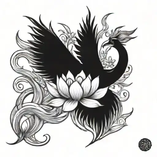 Phoenix Rising From A Lotus