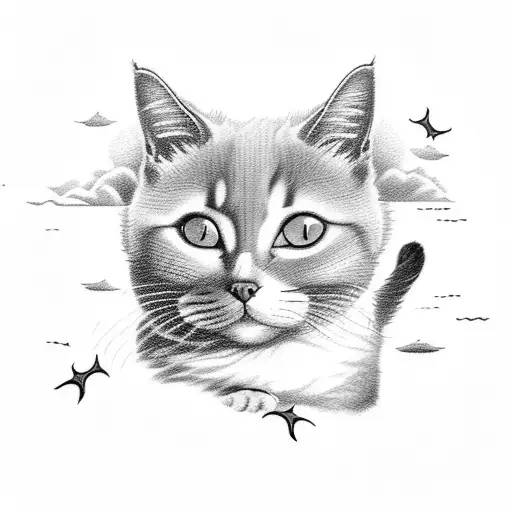 Cat Watching In Sea And Mirroring As Dog Like In The Cover Of The Video Game Fable