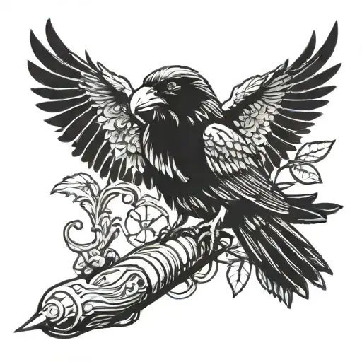 Pagan Tattoo Hammer Crow