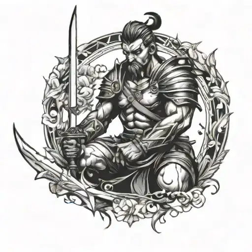 A Warrior Holding Daggers Across Body