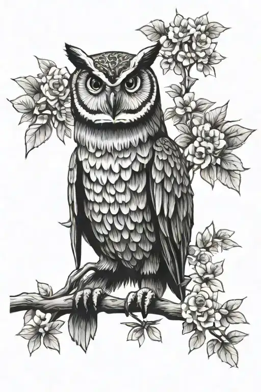 Owl On Money Tree Branch