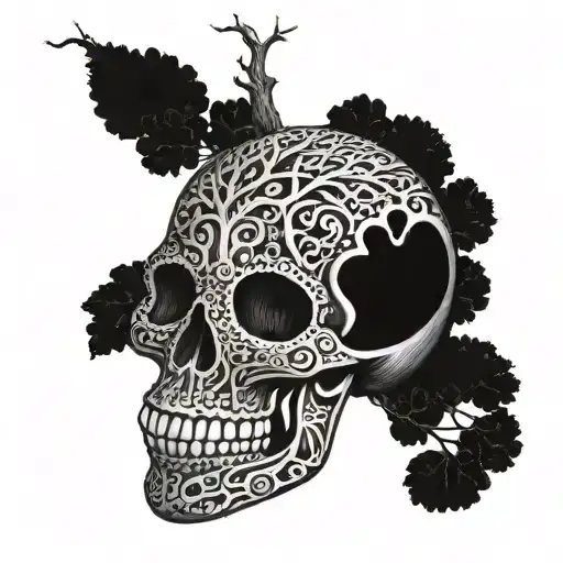 A Mexican Skull Tree With The Names Nino And Enzo Incorporated Into The Design