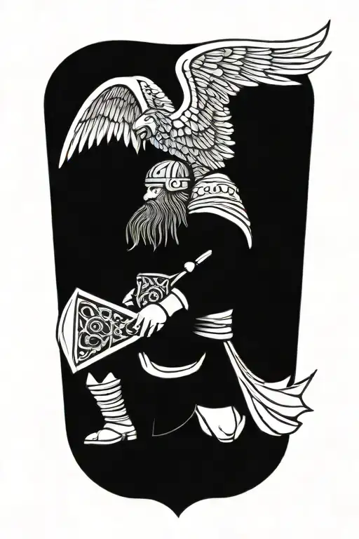 Viking With Wings Holding Sign