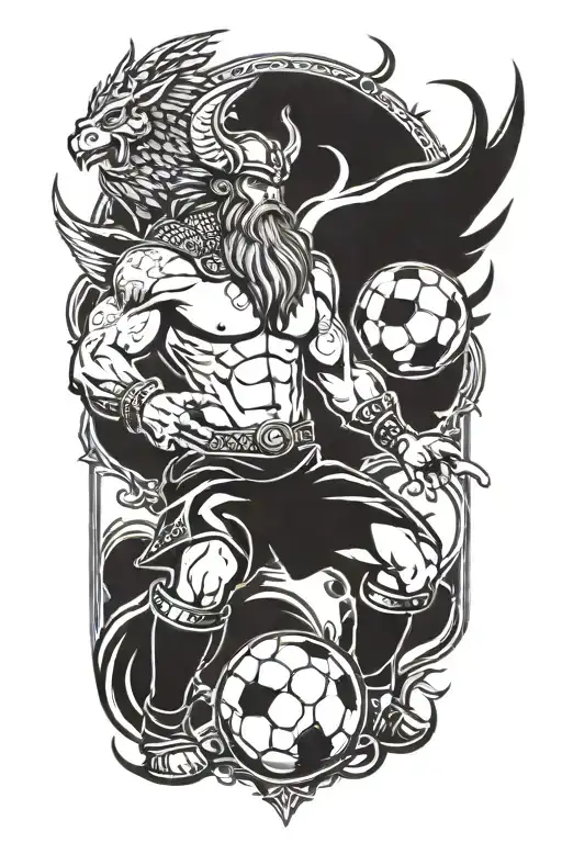 Viking With Wings Holding Soccer Ball