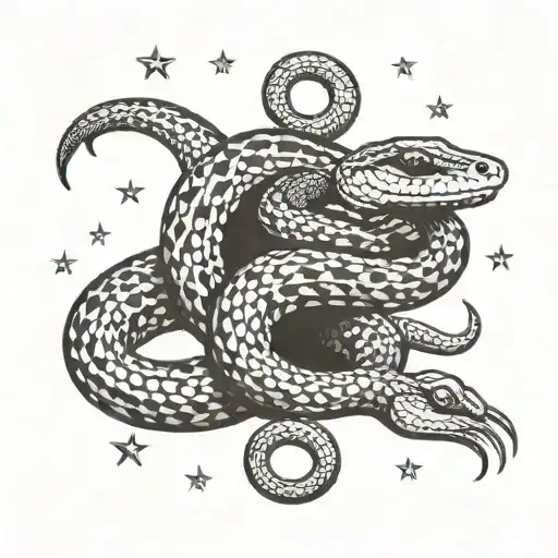 Coiled Snake With Stars Around It