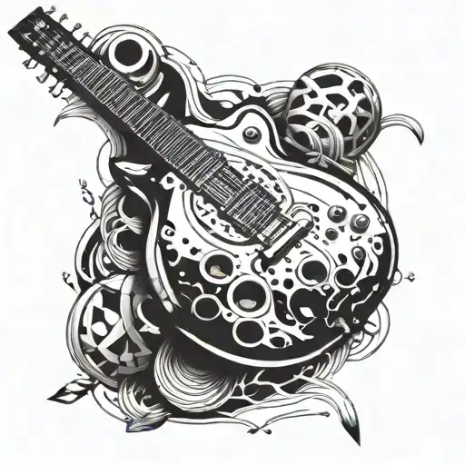 Incorporate A Sleek Sports Car And A Guitar In A Dynamic Composition