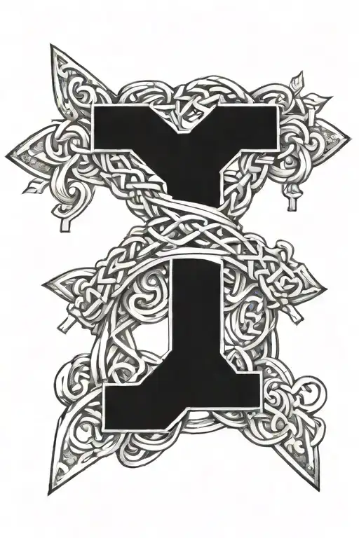 Cross With Roman Numerals Intertwined