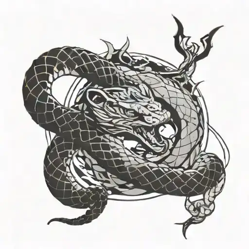 Combine Elements Of Frieren From The Manga Series With A Snake In A Dynamic Composition