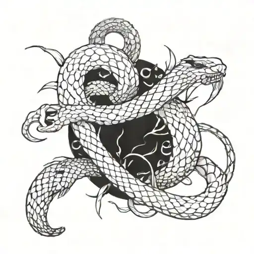 Combine Elements Of Frieren From The Manga Series With A Snake In A Dynamic Composition