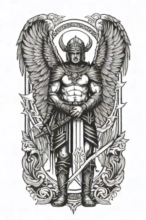 Warrior Holding A Sign With Wings