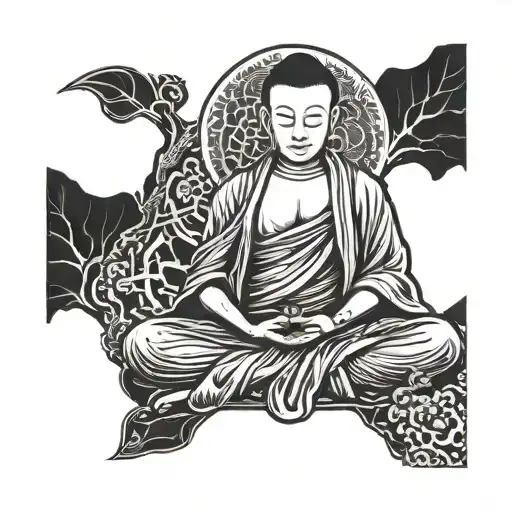 Young Buddhist Monk Meditating
